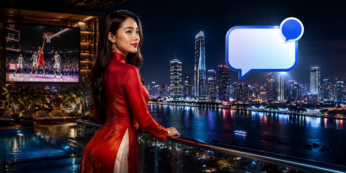 Người dùng tại Hà Nội mặc áo dài theo dõi kèo bóng rổ và kiểm tra tiền thưởng trên điện thoại